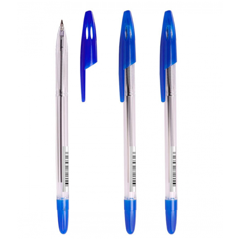 Ручка шариковая СТАММ "555" синяя, 0,7мм, прозрачн оптом