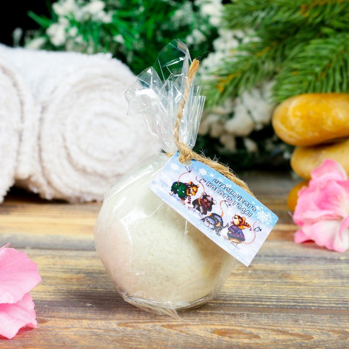Шипучая бомбочка из персидской соли "Счастливого Нового года" с эфирным маслом персика,140гр оптом