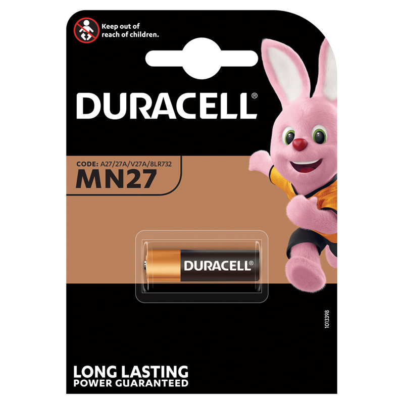 Батарейка Duracell MN27 (27A) 12V алкалиновая, 1BL оптом