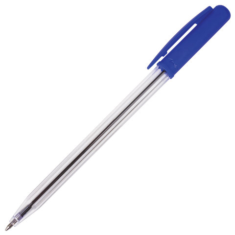 Ручка шариковая автоматическая STAFF "Basic" BPR-243, СИНЯЯ, корпус прозрачный, узел 0,8 мм, линия письма 0,4 мм, 141673 оптом