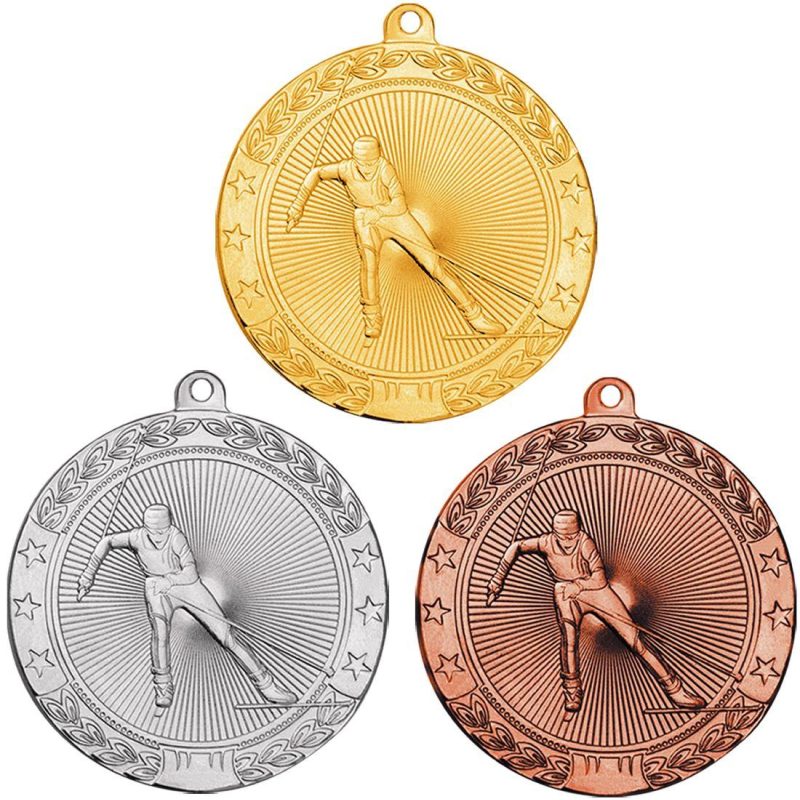 Медаль 3шт/наб лыжи 50 мм золото, серебро, бронза MK185abc оптом