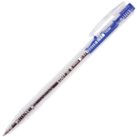 Ручка шариковая автоматическая STAFF "Basic" BPR-245, СИНЯЯ, корпус прозрачный, 0,7 мм, линия письма 0,35 мм, 142396 оптом