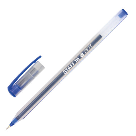 Ручка шариковая масляная STAFF "OBP-316", СИНЯЯ, корпус матовый, игольчатый узел 0,6 мм, линия письма 0,3 мм, 143021 оптом