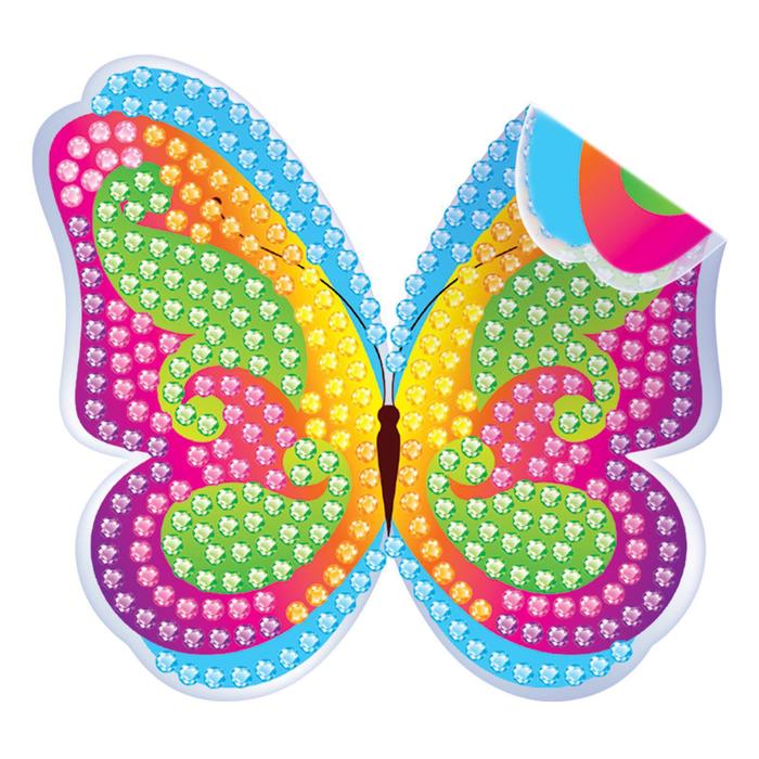 Алмазная мозаика наклейка для детей «Бабочка», 10 х 10 см. Набор для творчества оптом