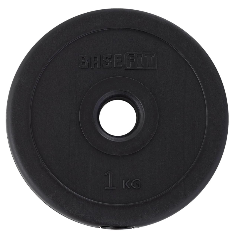 Диск пластиковый BASEFIT BB-203 1 кг, d=26 мм, черный, УТ-00019752 оптом