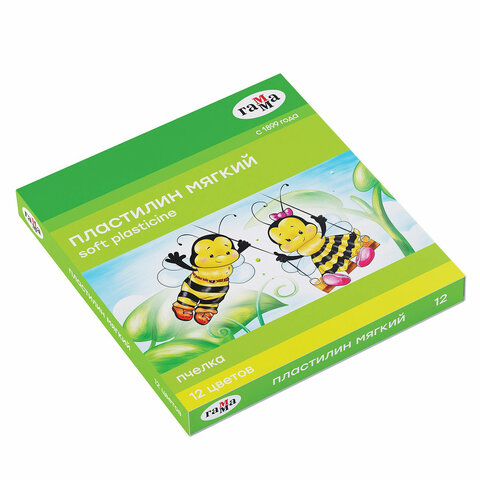 Пластилин восковой ГАММА "Пчелка", 12 цветов, 180 г, со стеком, картонная упаковка, 280032Н оптом