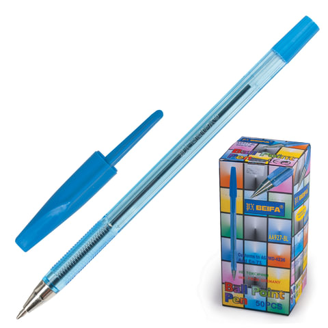 Ручка шариковая BEIFA (Бэйфа) 927, корпус тонированный синий, узел 0,7 мм, линия письма 0,5 мм, AA927-BL оптом