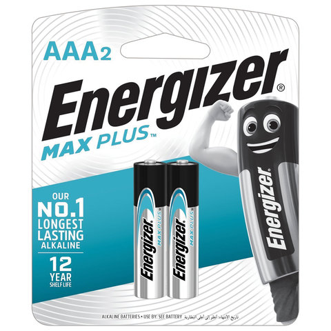 Батарейки КОМПЛЕКТ 2 шт., ENERGIZER Max Plus, AAA (LR03, 24А), алкалиновые, мизинчиковые, блистер, E301306501 оптом