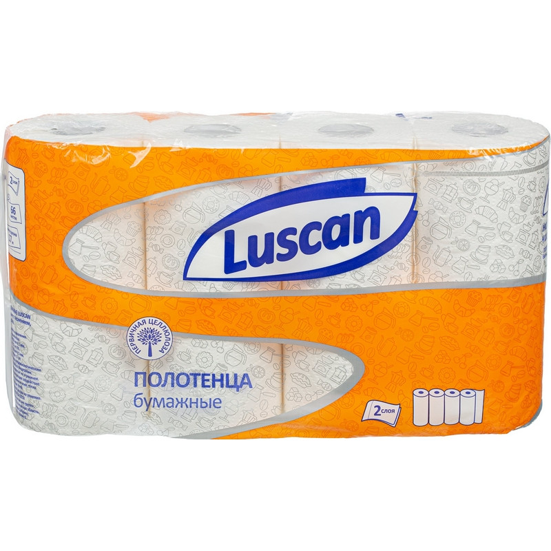 Полотенца бумажные LUSCAN бел цел 17м 2-сл., с тиснением, 4рул./уп оптом
