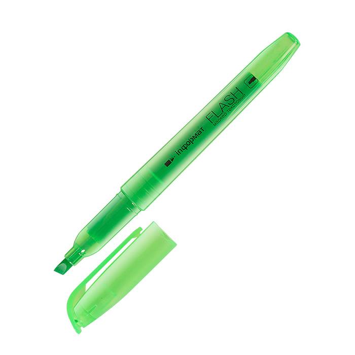 Маркер текстовый INFORMAT FLASH 14 мм, зеленый, скошенный оптом