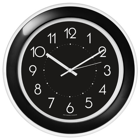 Часы настенные TROYKATIME (TROYKA) 122201202, круг, черные, черная рамка, 30х30х3,8 см оптом