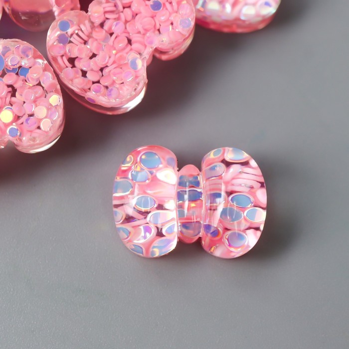 Декор для творчества пластик "Нежно-розовый бантик" кристалл 1х1,4 см оптом