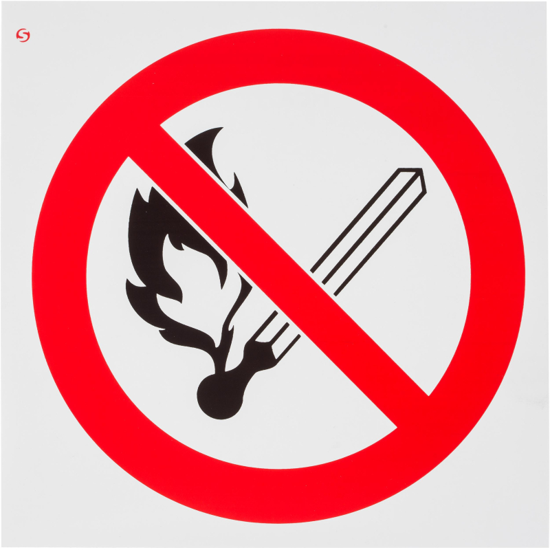 Знак безопасности P02 Запр.польз.откр.огнем и курить(плёнка, 200х200) оптом