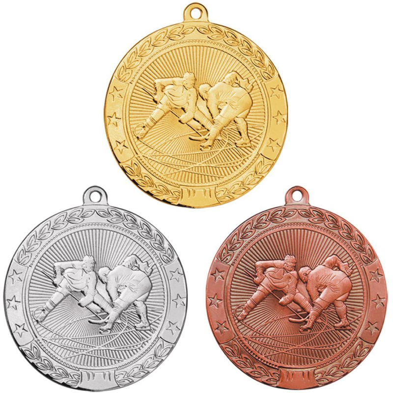 Медаль 3шт/наб хоккей 50 мм золото, серебро, бронза MK184abc оптом