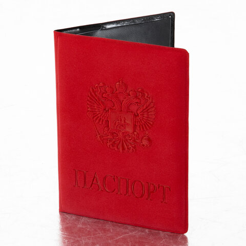 Обложка для паспорта STAFF, мягкий полиуретан, "ГЕРБ", красная, 237612 оптом
