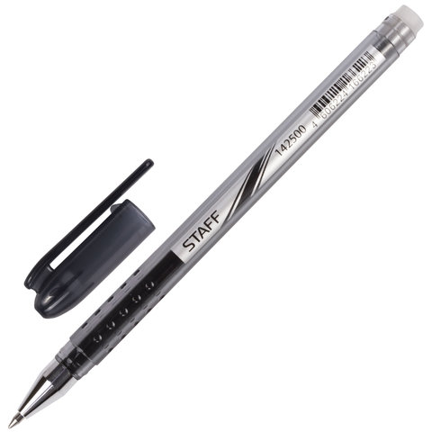 Ручка стираемая гелевая STAFF "College EGP-102", ЧЕРНАЯ, корпус черный, хромированные детали, узел 0,5 мм, линия письма 0,38 мм, 142500 оптом