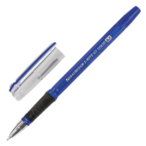 Ручка шариковая масляная с грипом BRAUBERG "i-Rite GT Solid", СИНЯЯ, корпус синий, узел 0,7 мм, 143305 оптом
