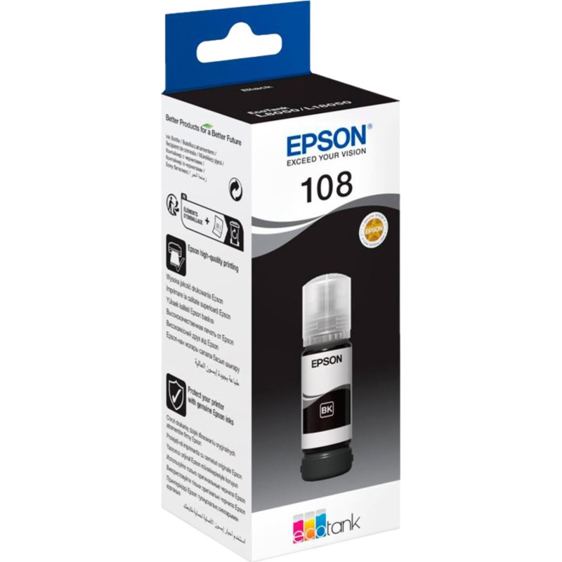  Epson 108 EcoTank Ink C13T09C14A  Epson L8050/L18050, Black 70ml 