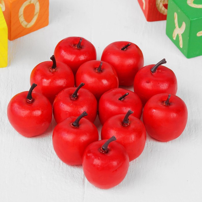 Счётный набор "Красные яблочки", 12 шт., яблоко: 3,5 ? 3 см оптом