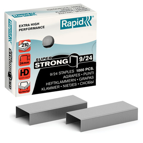 Скобы для степлера RAPID HD210 "Super Strong" 9/24, 1000 штук, до 210 листов, 24871800 оптом