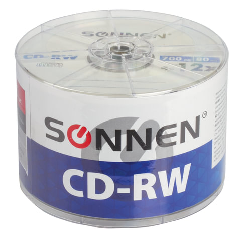 Диски CD-RW SONNEN 700 Mb 4-12x Bulk (термоусадка без шпиля), КОМПЛЕКТ 50 шт., 512578 оптом