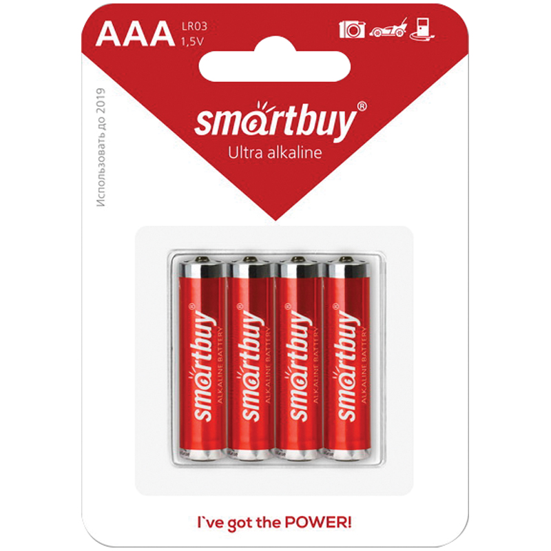 Батарейка SmartBuy AAA (LR03) алкалиновая, BC4 оптом