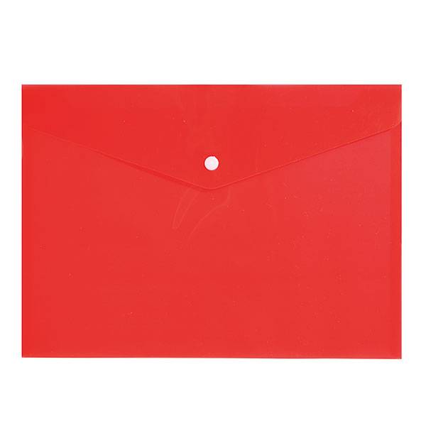 Пластиковый конверт INFORMAT А4, на кнопке, прозрачный 150 мкм, красный оптом