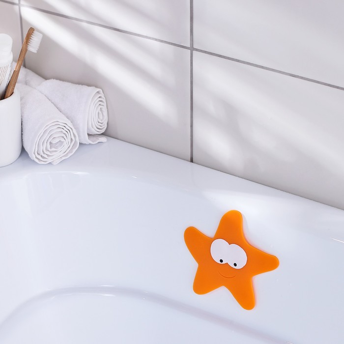 Мини-коврик для ванны Доляна «Морская звезда», 12?13 см, цвет оранжевый оптом