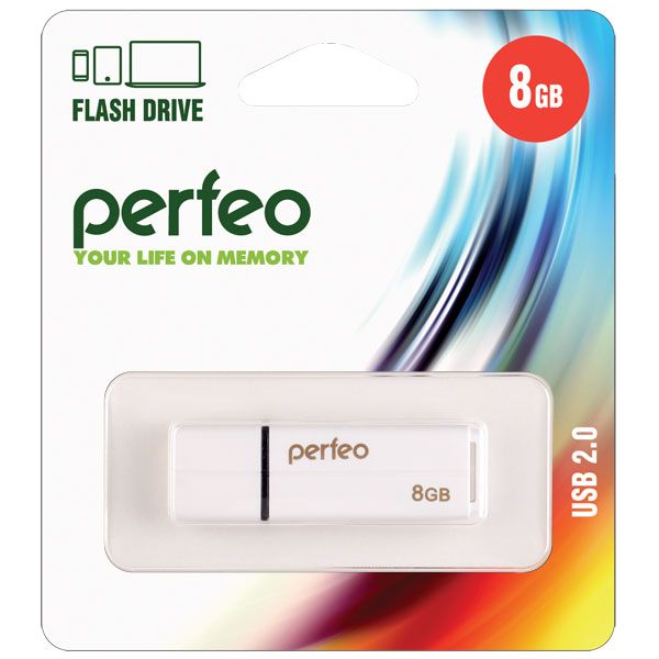 Флэш-память PERFEO C01G2 8 Гб USB 2.0 белый оптом