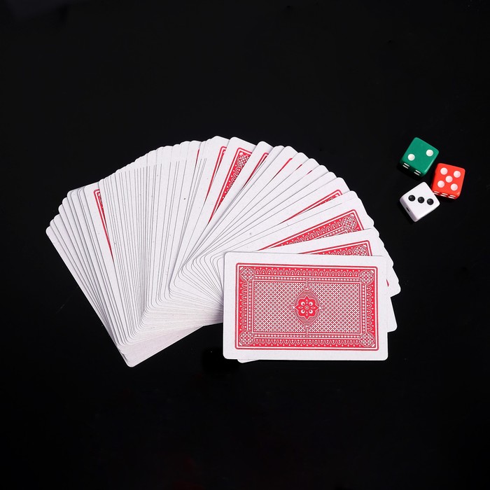 Покер, набор для игры: 3 кубика, 1.5 х 1.5 см, карты 54 шт, 5.5 х 10.5 см, микс оптом
