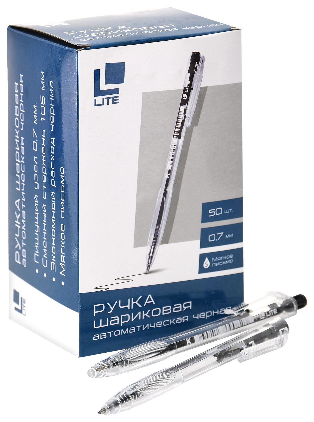 Ручка шариковая автоматическая LITE, 0,7 мм, черная, с прозрачным корпусом оптом