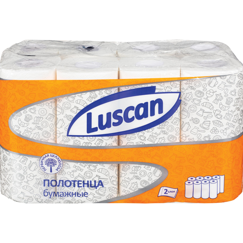 Полотенца бумажные LUSCAN 2-сл., с тиснением, 8рул./уп оптом