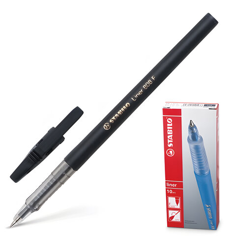Ручка шариковая STABILO "Liner", ЧЕРНАЯ, корпус черный, узел 0,7 мм, линия письма 0,3 мм, 808/46 оптом