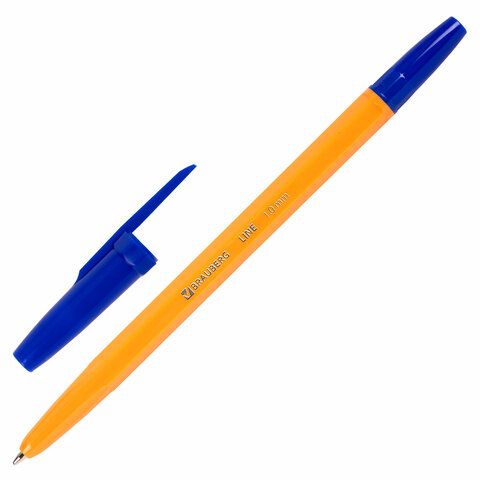 Ручка шариковая BRAUBERG "ORANGE Line", СИНЯЯ, корпус оранжевый, узел 1 мм, линия письма 0,5 мм, 143331 оптом