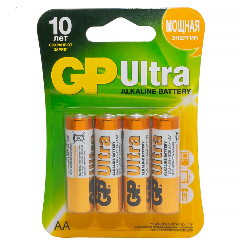 Батарейка GP Ultra AA (LR06) 15AU алкалиновая, BC4 оптом