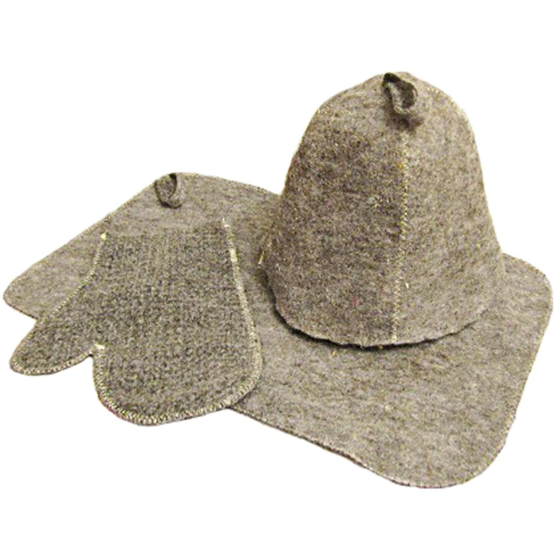 Набор для бани из 3-х пред. трио (шапка, коврик, рукавица) 130004 оптом