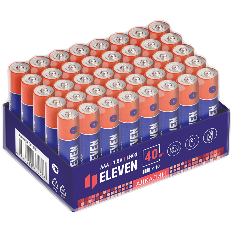 Батарейка Eleven AAA (LR03) алкалиновая, OS40 оптом