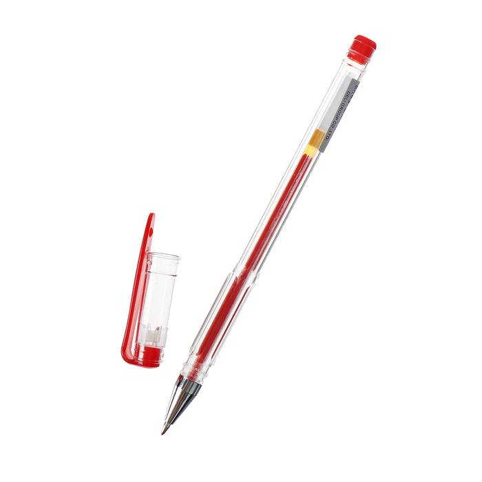 Ручка гелевая, 0.5 мм, красный, прозрачный корпус оптом