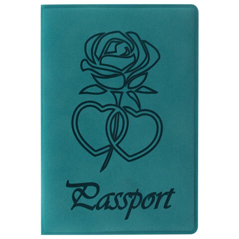Обложка для паспорта STAFF, бархатный полиуретан, "Роза", темно-бирюзовая, 237620 оптом