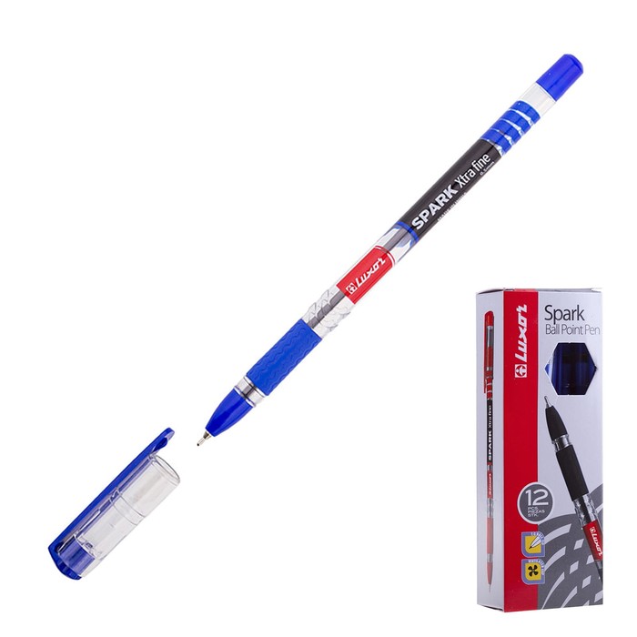 Ручка шариковая Luxor 1597 Spark, узел 0.7 мм, грип, синяя оптом