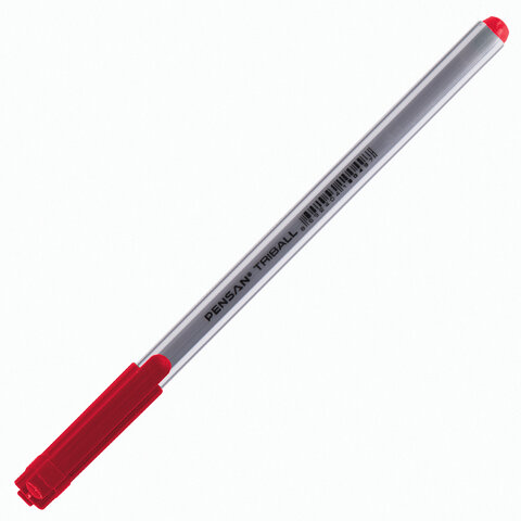 Ручка шариковая масляная PENSAN "Triball", КРАСНАЯ, трехгранная, узел 1 мм, линия письма 0,5 мм, 1003/12 оптом