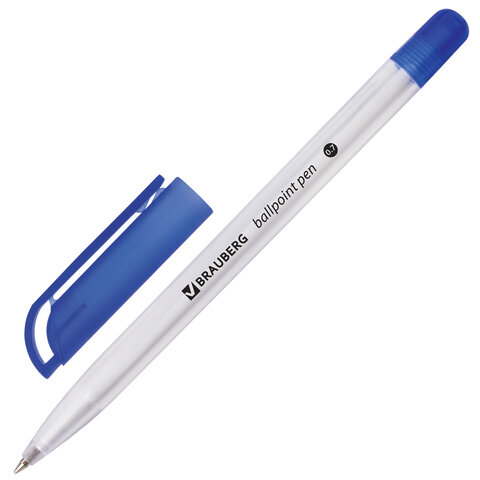 Ручка шариковая масляная BRAUBERG "Olive Pen", СИНЯЯ, корпус прозрачный, 0,7 мм, линия 0,35 мм, 141476 оптом
