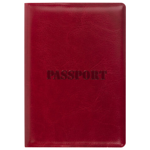 Обложка для паспорта STAFF, полиуретан под кожу, "ПАСПОРТ", бордовая, 237600 оптом