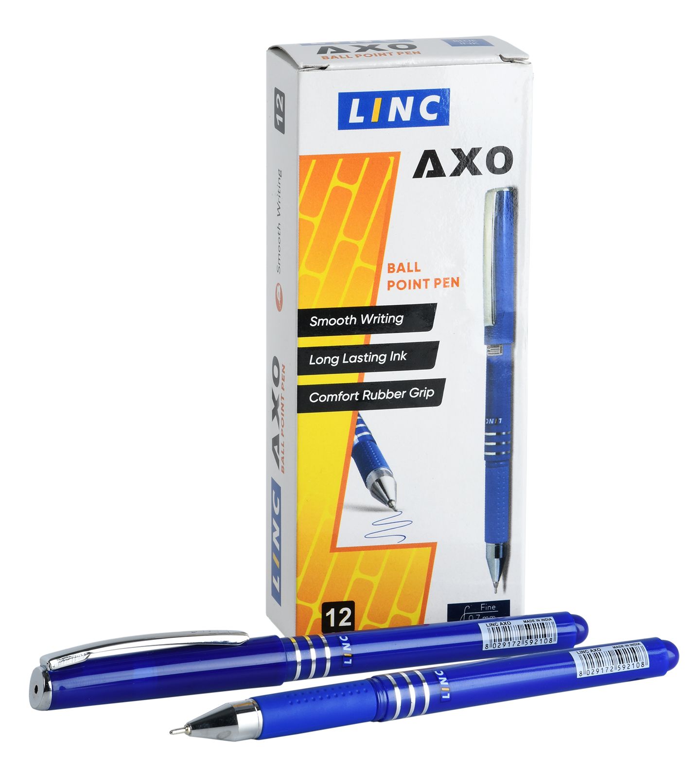 Ручка шариковая LINC Axo 0,7 мм синяя резиновый грип цвет корпуса ассорти оптом