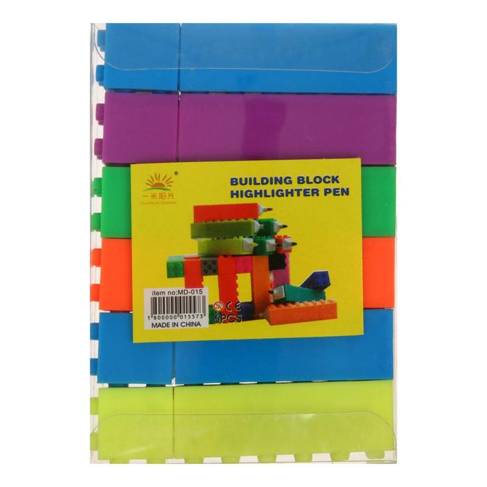 Набор маркеров-текстовыделителей фигурных скошенных 6 цветов, "Лего", 5 мм оптом
