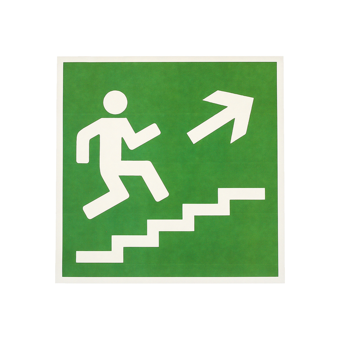 Наклейка "Направление к эвакуационному выходу по лестнице вверх", 18*18 см, цвет зелёный оптом