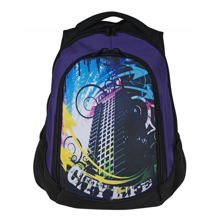 Рюкзак, черно-фиолетовый, 360x430x140 оптом