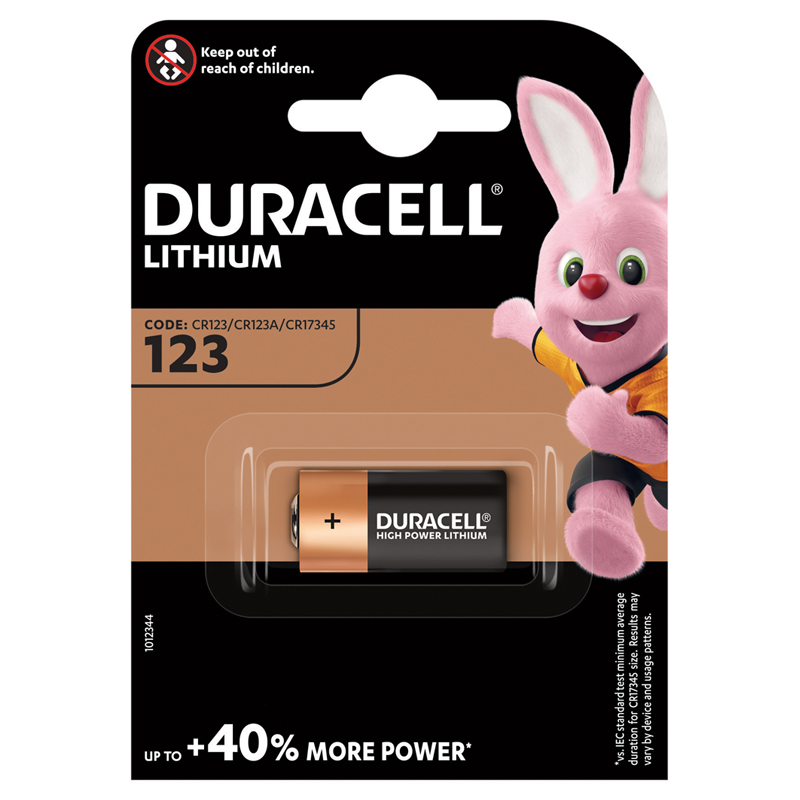 Батарейка Duracell CR123 3V литиевая, 1BL оптом