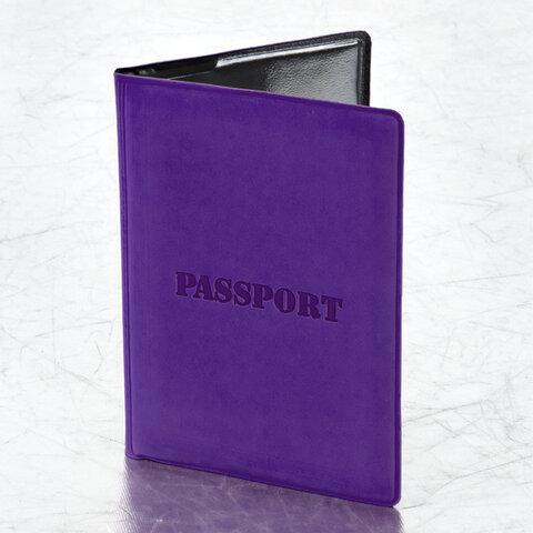 Обложка для паспорта STAFF, мягкий полиуретан, "ПАСПОРТ", фиолетовая, 237608 оптом