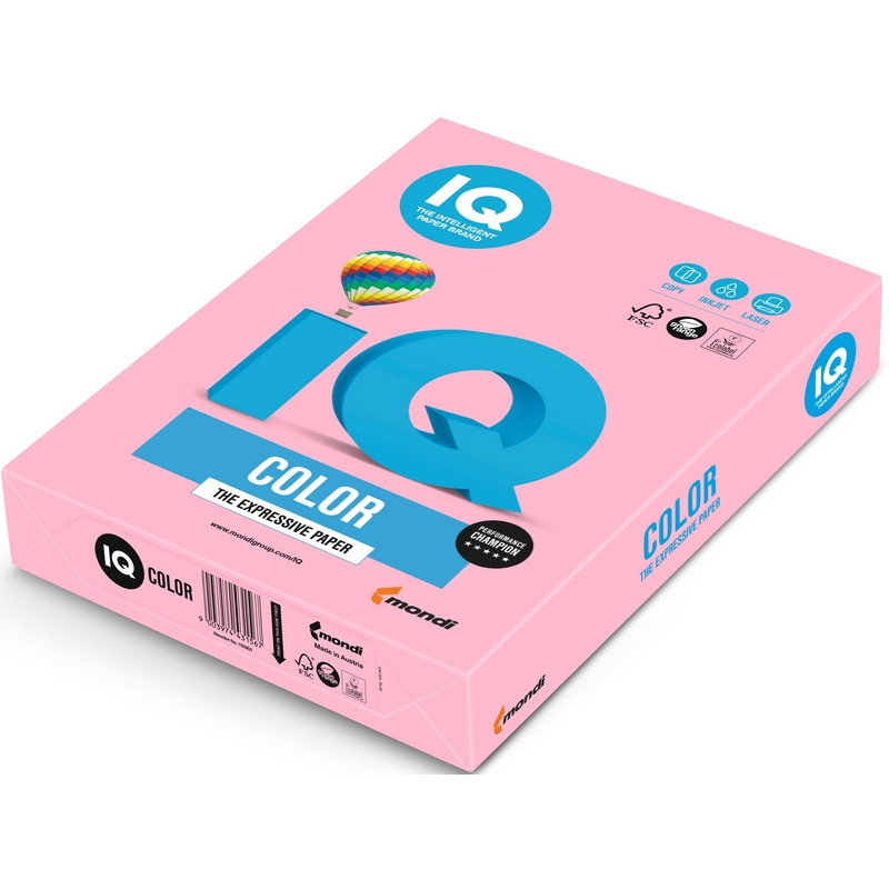 Бумага цветная IQ COLOR (А4, 80г, OPI74-розовый фламинго) пачка 500л. оптом